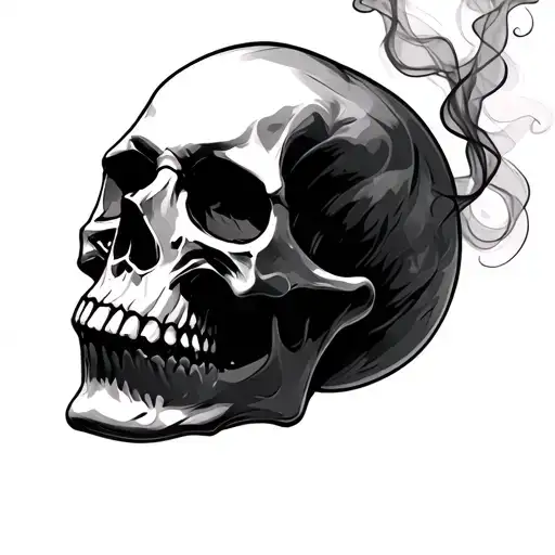 smokey skull tattoo design idea