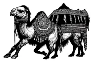 camel caravan traveling tattoo design idea