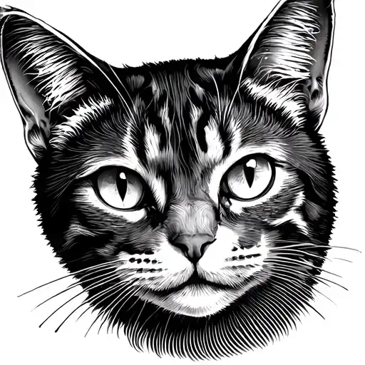 cat head dotwork black simple tattoo design idea