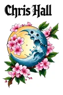 "Chris Hall " Moon cherry blossom tattoo design idea