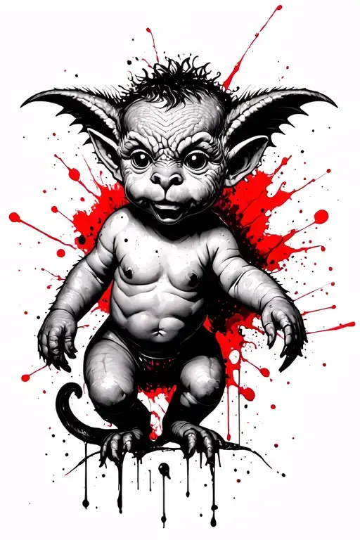 baphet cute baby gargoyle tattoo design idea