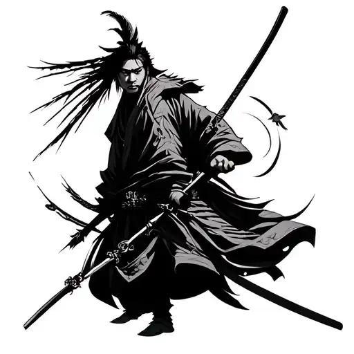 Miyamoto Musashi Vagabond silhouette tattoo design idea