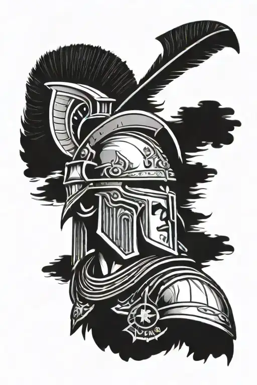 gladiator with helmet tattoo design idea