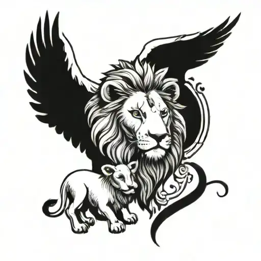 lion and lamb tattoo design idea