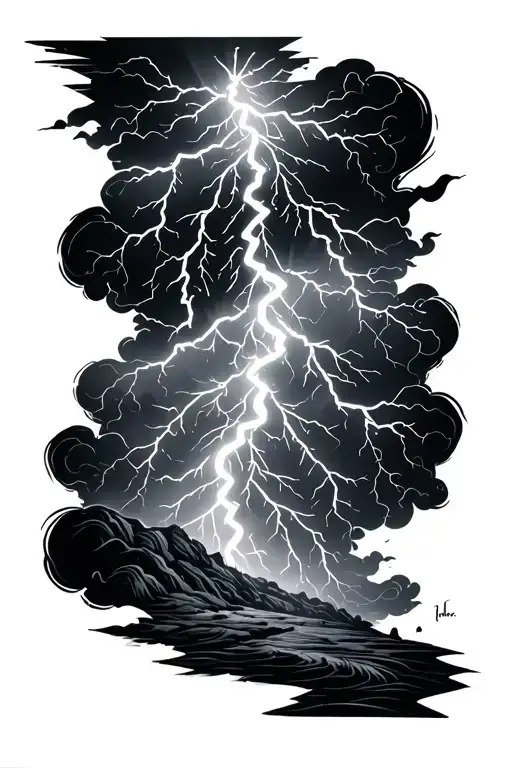 Thunderstorm with lightning bolts tattoo design idea