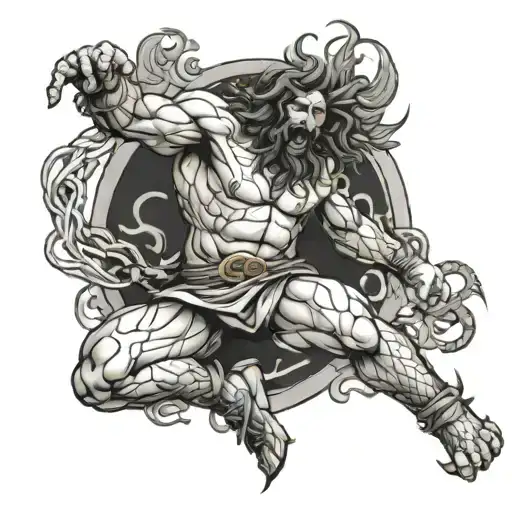 Samson breaking free tattoo design idea
