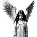 loss  grief portrait face wings spread wide angel tattoo design idea