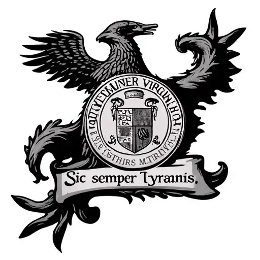 Virginia seal with the text "Sic semper tyrannis" tattoo design idea