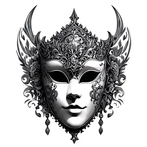 Venetian mask and manga one piece incorporating elements tattoo design idea