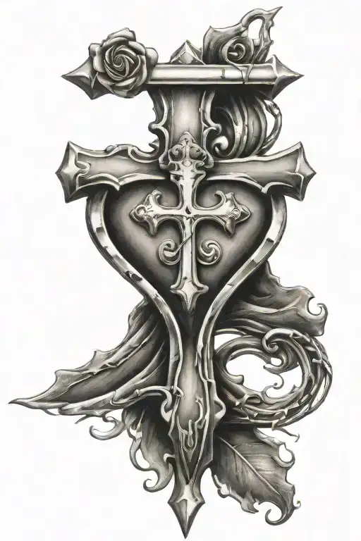 chrome heart cross tattoo tattoo design idea