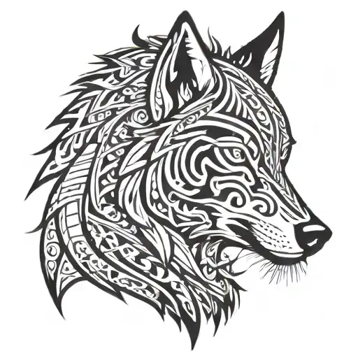 Angry wolf profile  tattoo design idea