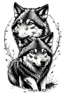 wolf pack symbolizing your kid tattoo design idea