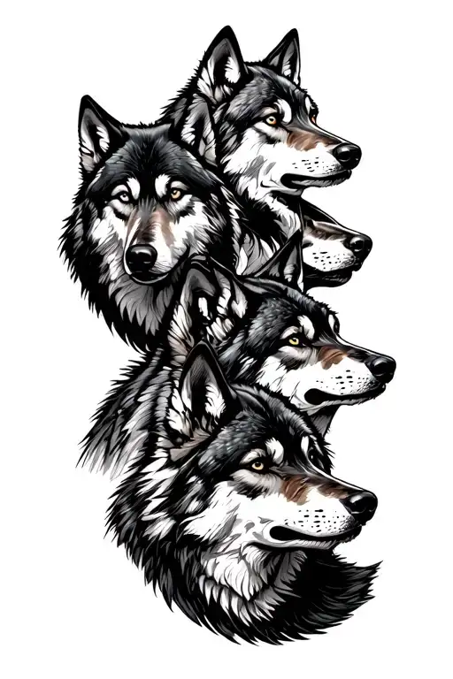 wolf pack symbolizing your kid tattoo design idea