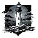 lighthouse shining tattoo design idea
