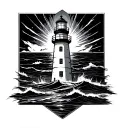 lighthouse shining tattoo design idea