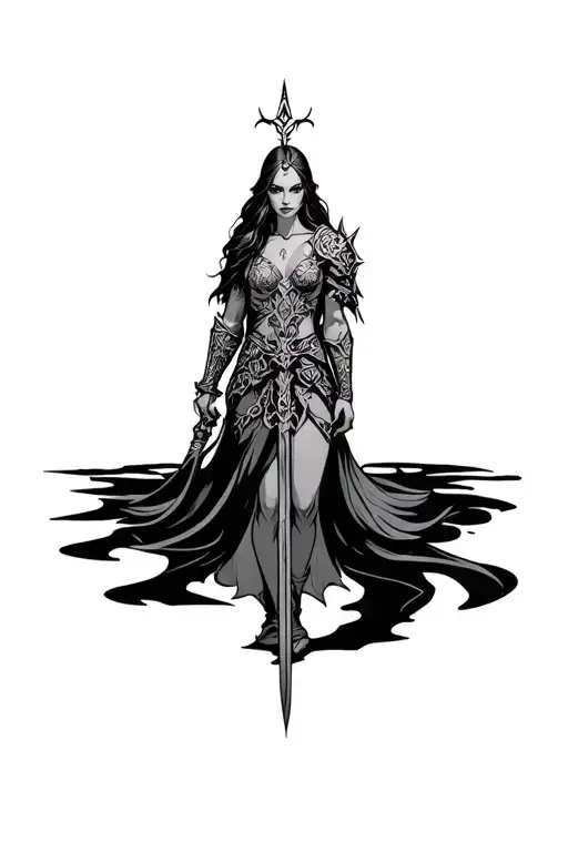 Eir and a Warrior Protector tattoo design idea