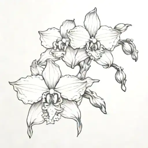 Hyacinth and Orchid intertwined together tattoo design idea