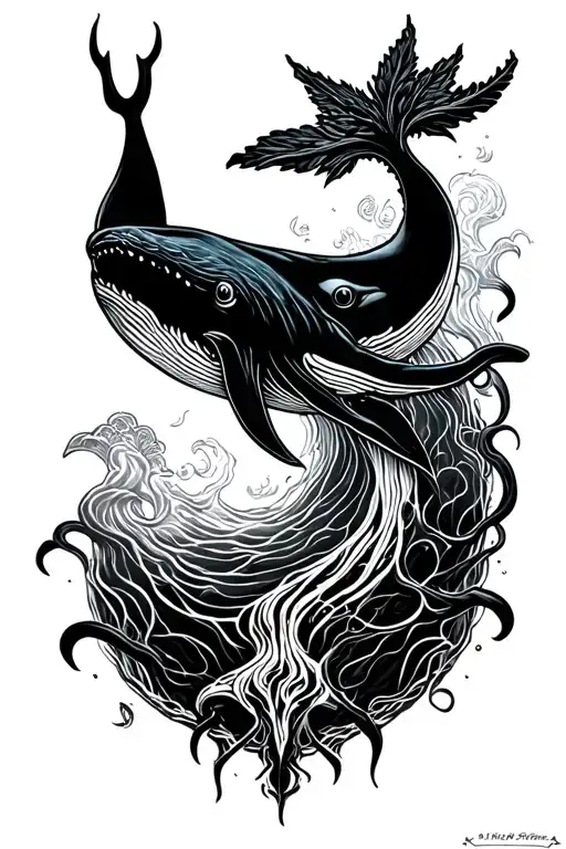 darkside eldritch whale tattoo design idea