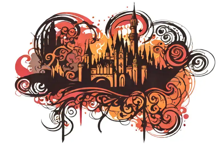Disney castle made tattoo design idea