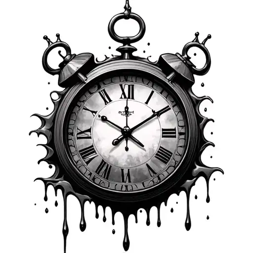 melting clock tattoo design idea
