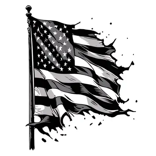 Tattered Flag tattoo design idea