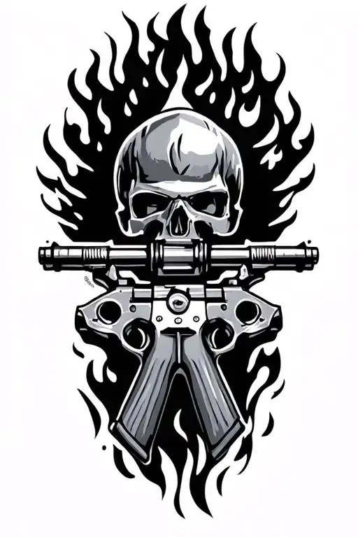 guns,barbell, firefighting tattoo design idea