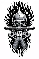 guns,barbell, firefighting tattoo design idea