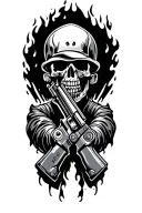 guns,barbell, firefighting tattoo design idea