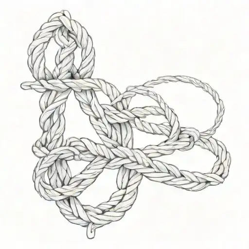 A sketch style tattoo of intricate rope patterns representing BDSM tattoo design idea
