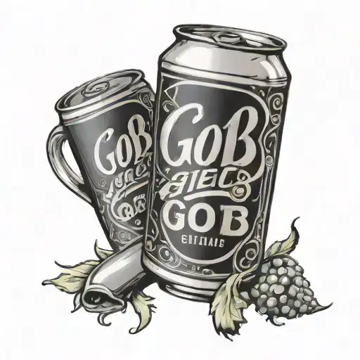 beer can with written GOTB tattoo design idea