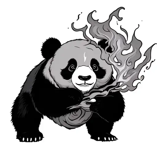 japanese style panda breathing fire tattoo design idea