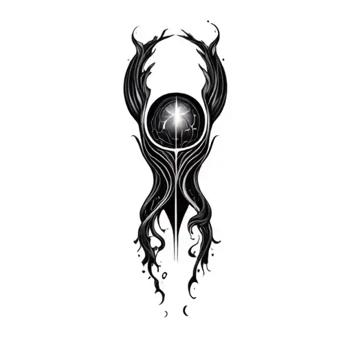 Coverup space curvy esoteric tattoo design idea