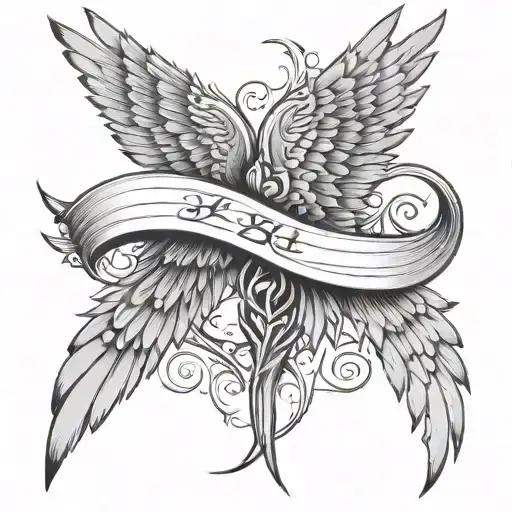 444 written vertically The wings tattoo design idea