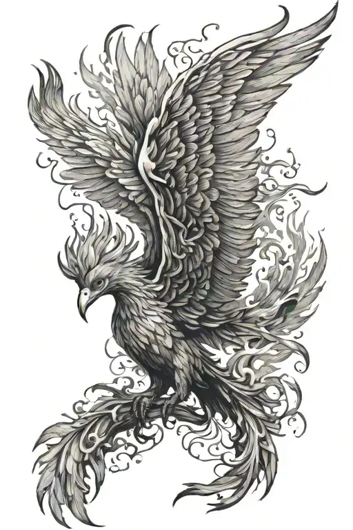 pheonix rising from ashes symbolizing overcoming tattoo design idea