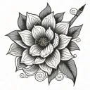 petals with needle and thread attached tattoo design idea