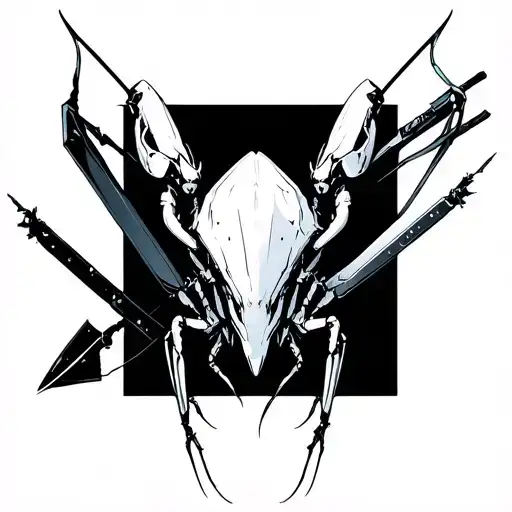 cyberpunk mantis blades tattoo design idea
