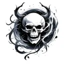 skull demons shadows galaxies swirling tattoo design idea