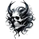 skull demons shadows galaxies swirling tattoo design idea