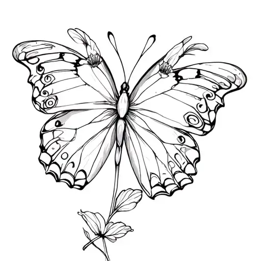 diphylleia grayi with butterfly tattoo design idea