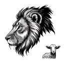 lion profile lamb profile tattoo design idea