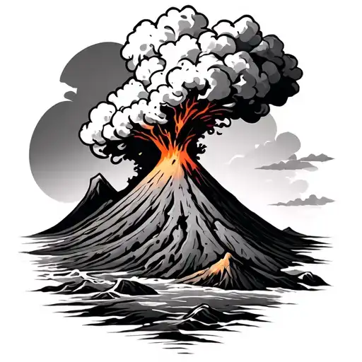 volcano erupting tattoo design idea