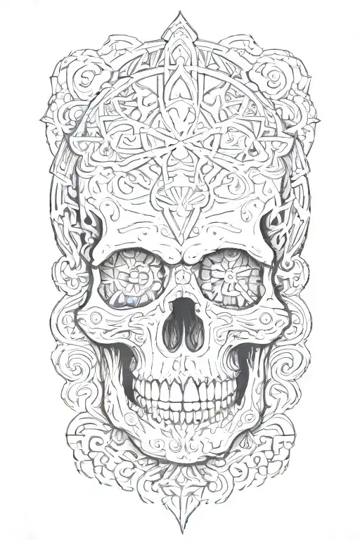 skull and spiritual awakening  tattoo design idea