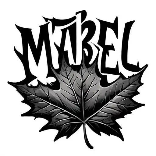 "MABEL" maple leaf tattoo design idea