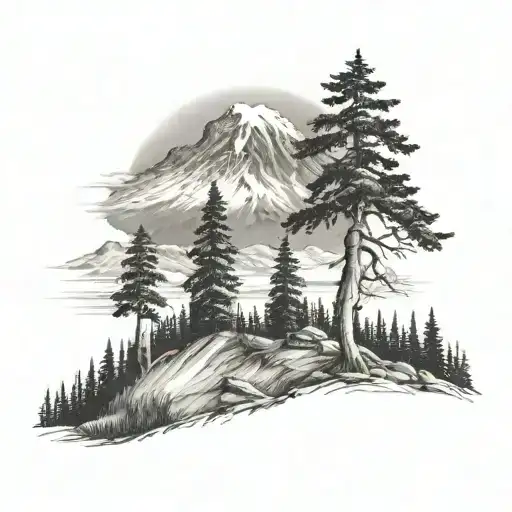 mt rainier and nature with relation to washington state tattoo design idea