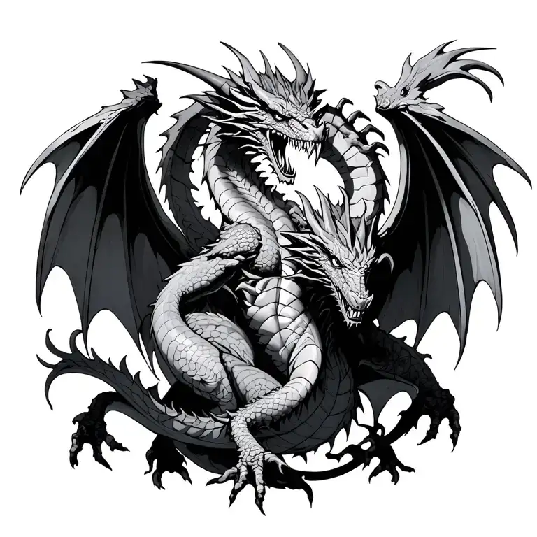 dragons angels demons fighting tattoo design idea