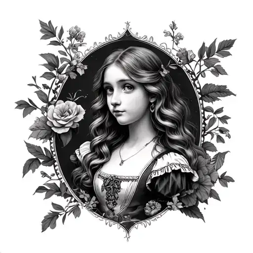 Alice in wonderland dark sleeve tattoo design idea