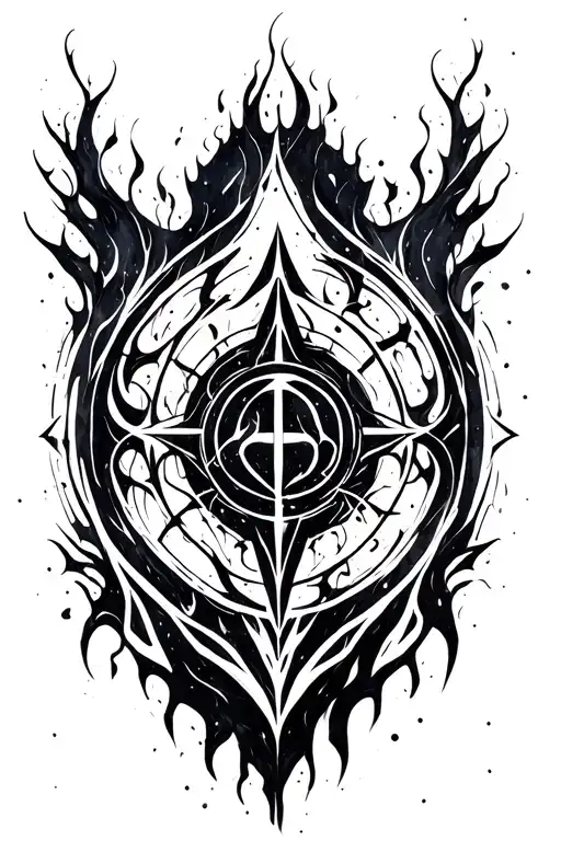 dark arcane sigil summoning souls tattoo design idea