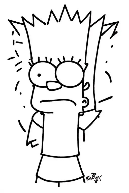 bart simpson in the style of basquiat crown tattoo design idea