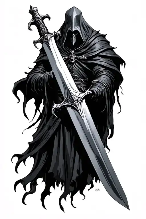 Nazgul tattoo design from the Lord of the Rings movie in full length with sword tattoo design idea