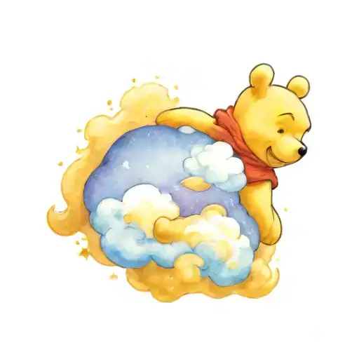 Winnie the Pooh sitting on a cloud  tattoo design idea